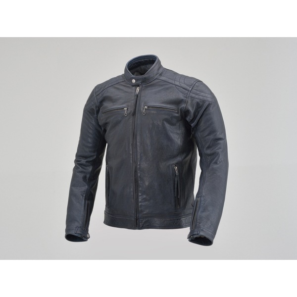 D23706 DL-006 カフェライダースジャケット Mサイズ(メンズ) ネイビー バイク用 レザー ジャケット