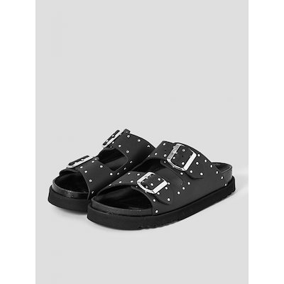 Scholl (レディース) スタッズ付き 2 ストラップコルクサンダルブラック (HH54K2C115) 10,394円