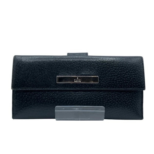 グッチ レザー ブラック 035 1408 2150 長財布 3つ折り財布【中古】