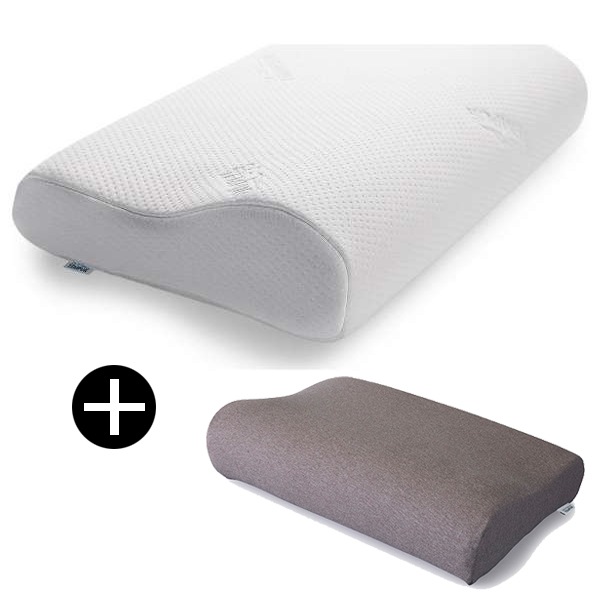 テンピュール オリジナルネックピロー Sサイズ ピローケースセット ブラウン 正規品 低反発枕 (幅50x奥行31x高さ8cm)