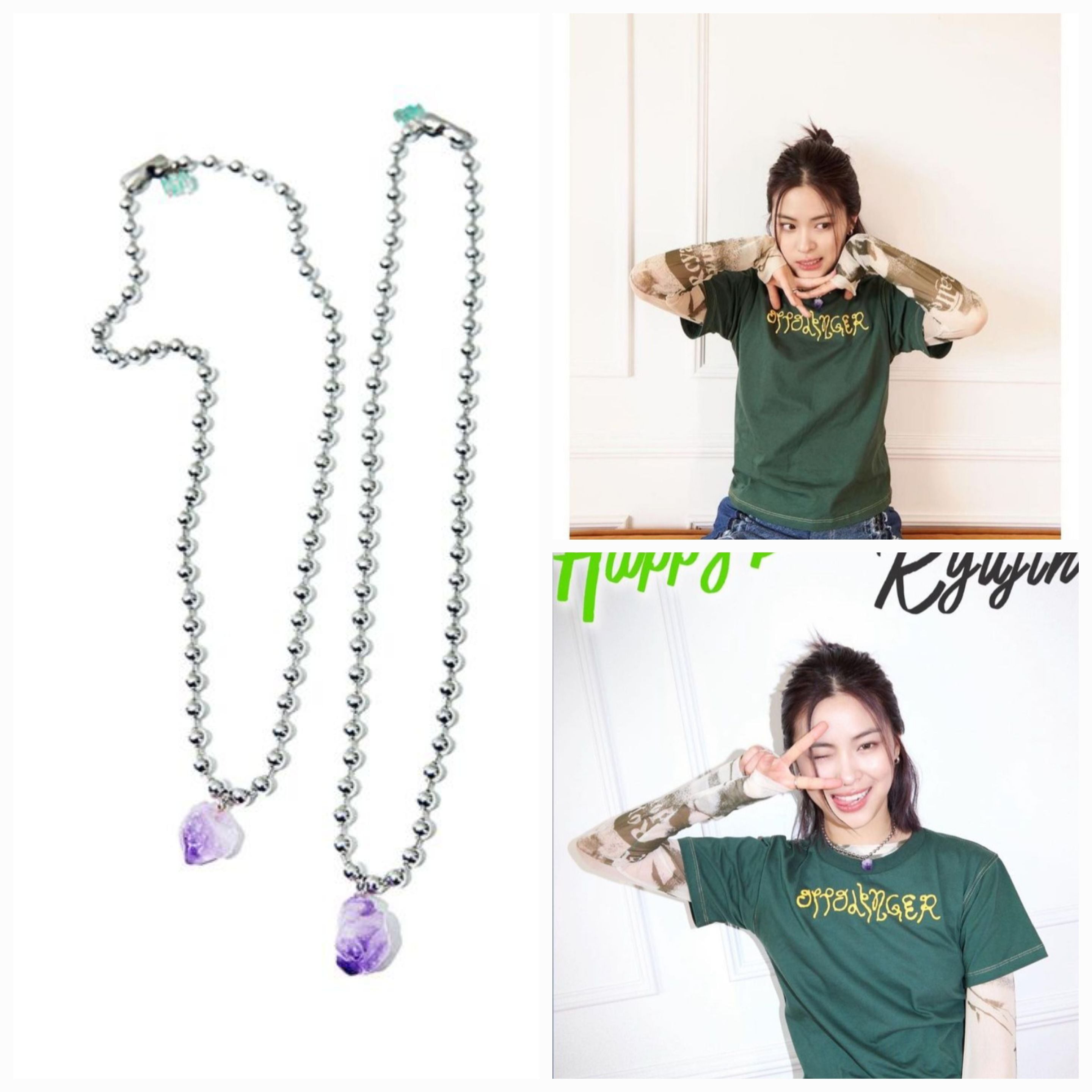 Niro serendipity/ITZY Ryu Jin wear/NATURAL AMETHYST NECKLACE #26