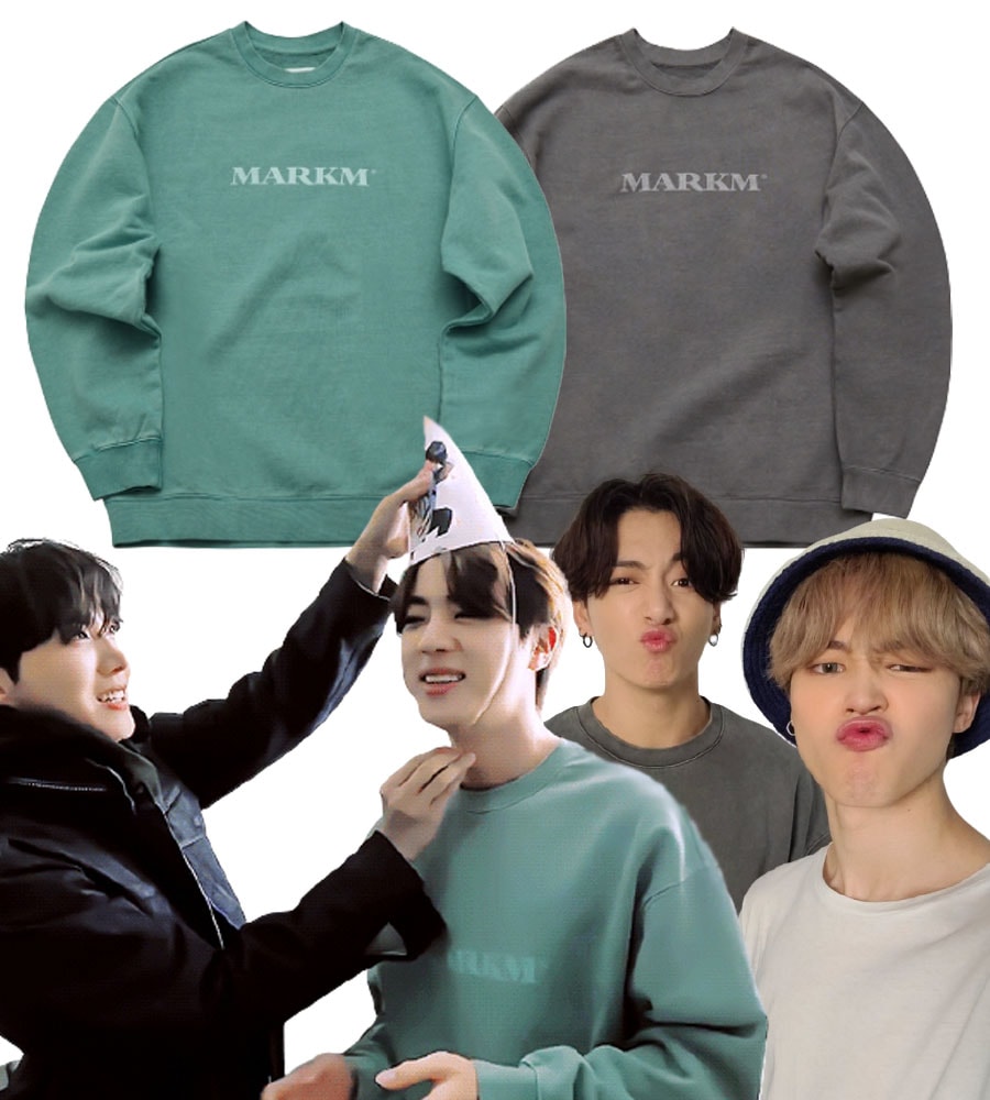 MAR BTSジョングク/JIN着用 ボールドロゴピグメントレーナーフォトカード付きイベント中