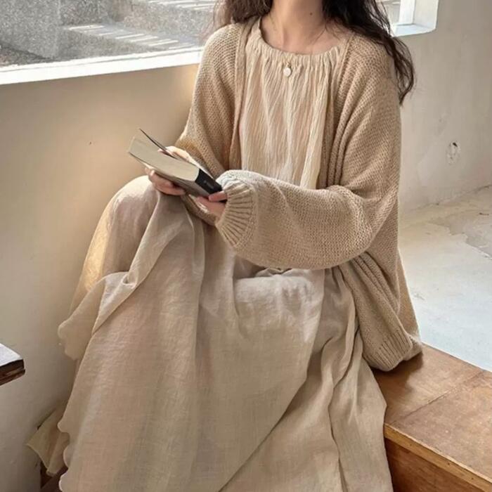 セットアップ レディース スカート キャミソール カーディガン リネン混 トップス 長袖 3点セット エレガント カジュアル きれいめ フェミニン ミモレ丈 大人 可愛い ナチュラル おしゃれ 体型カ