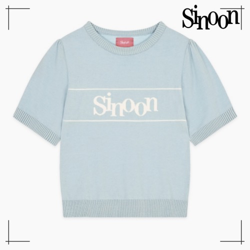 SINOON 半袖ニット Logo Half Knit (Sky Blue)