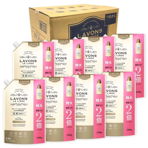 【ケース販売】 ラボン 柔軟剤入り 洗濯洗剤 シャイニームーン [フローラルグリーン]の香り 詰め替え 特大 1500G×8個