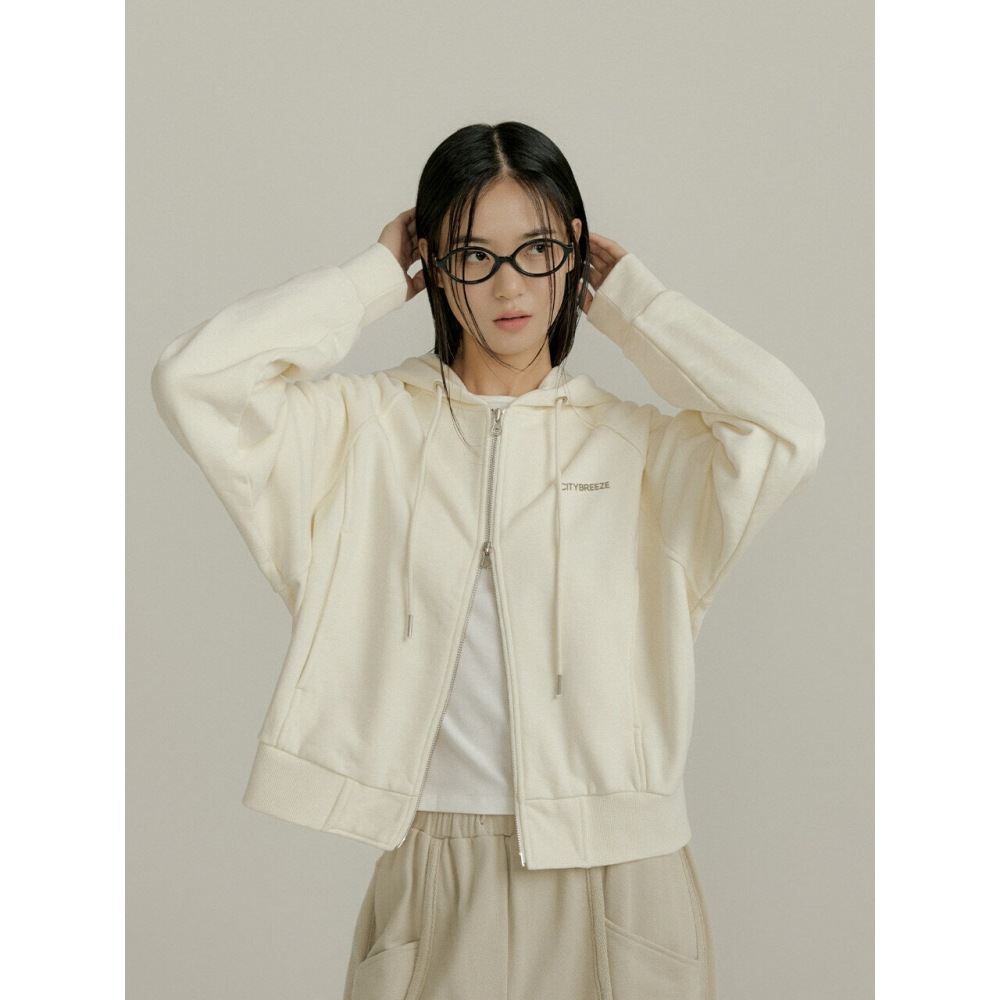 シティブリーズエッセンシャルフーディージップアップジャンパークリーム