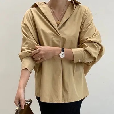 ポロカラールーズシャツ シャツ 長袖 襟付き プルオーバー ルーズ 韓国 レディース かわいい 可愛い 大人可愛い 大人女子 シンプル きれいめ カジュアル 大人 気品 上品 おしゃれ