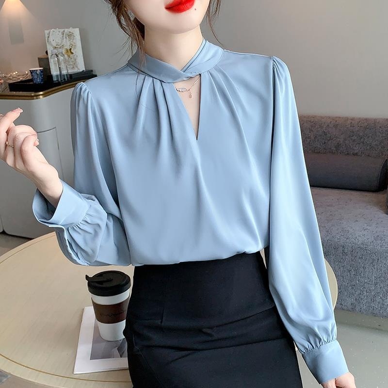 シャツ トップス 長袖 無地 プルオーバー スリム 細身 韓国 レディース かわいい 可愛い キュート 大人可愛い 大人女子 シンプル きれいめ カジュアル 大人 気品 上品 おしゃれ