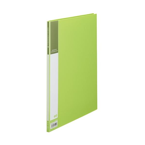 （まとめ）TANOSEE 書類が入れやすいクリヤーファイルヨコカラ A4タテ 20ポケット 背幅8mm ライトグリーン 1冊 50セット
