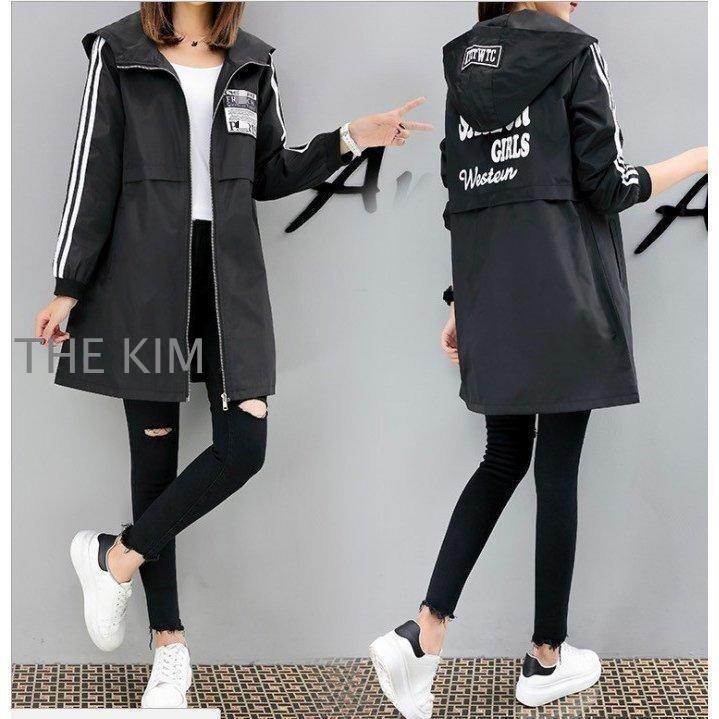 レディースミリタリージャケット防風スプリングコートロングジャケットウィンドブレーカーモッズコート春秋ジップアップパーカーブルゾン