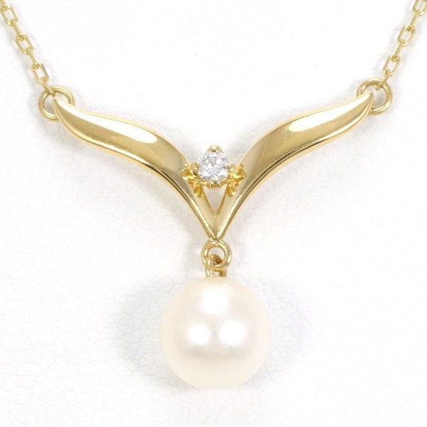 ミキモト K18YG ネックレス パール(真珠) ダイヤ 約42cm ジュエリー 中古