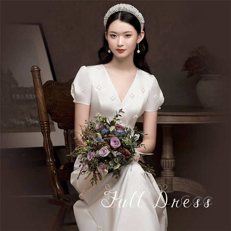 前撮りドレス 二次会ドレス フォトウエディング ノースリープ 二次会 花嫁 エンパイア エンパイアドレス マーメイド ソフトマーメイド 後撮り ウエディングドレス 披露宴 シンプル　コンパクト