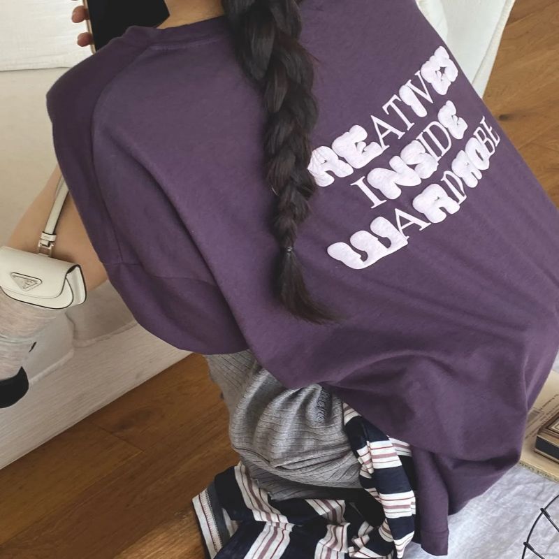 カジュアル スリット入り ロングTシャツ(韓国セレクトショップ)