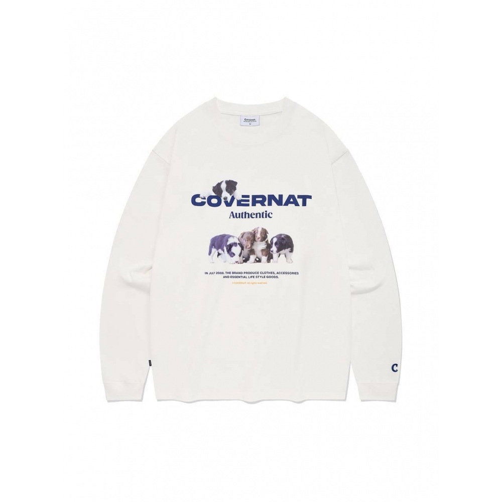 COVERNAT ボーダーコリーライブアクションロングスリーブホワイト