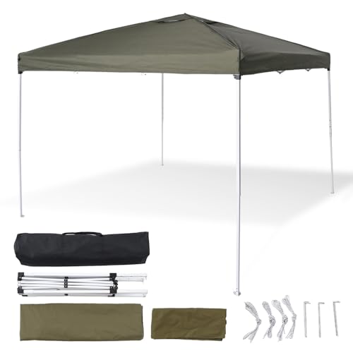 タープテント 3×3m アイビーグリーン 組み立て簡単ワンタッチタープテント UVカット 耐水 収納ケース