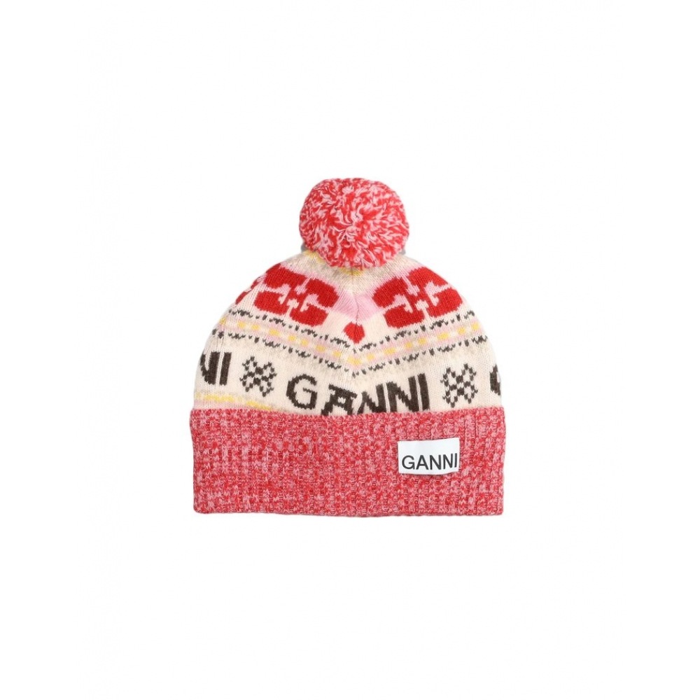 GANI 23FW ロゴグラフィックポンポンビーニーマルチ A4987 999
