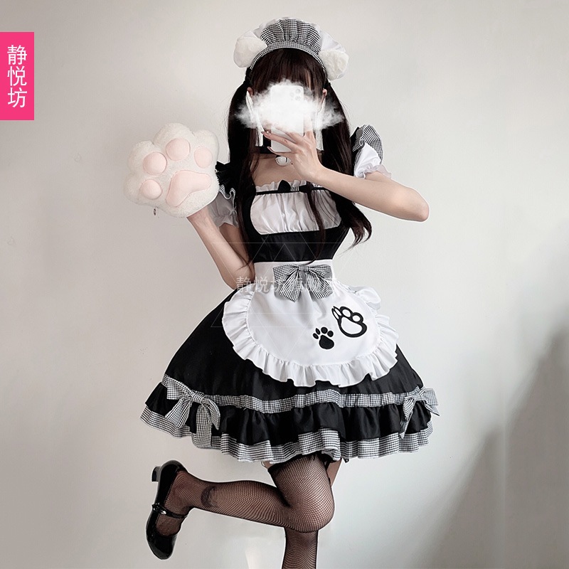 黒のメイド服日本のコスプレアニメ男性用服ロリコスメイド制服メイドプリンセススカート