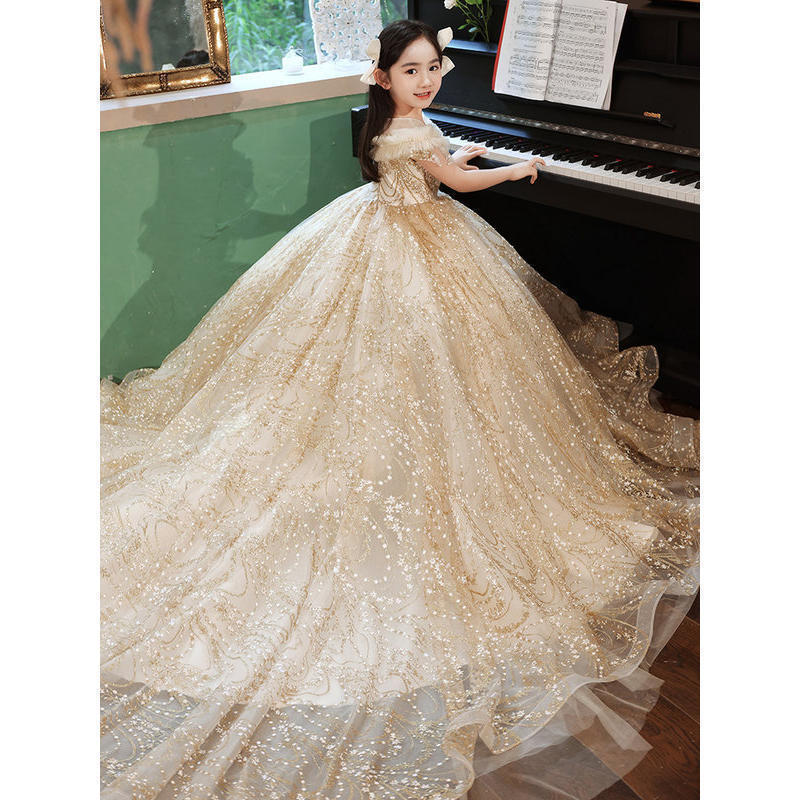 子供向けプリンセススカート春の女の子のドレスショーフラワーチルドレンウェディングバースデーホストピアノパフォーマンススーツテール 5,545円