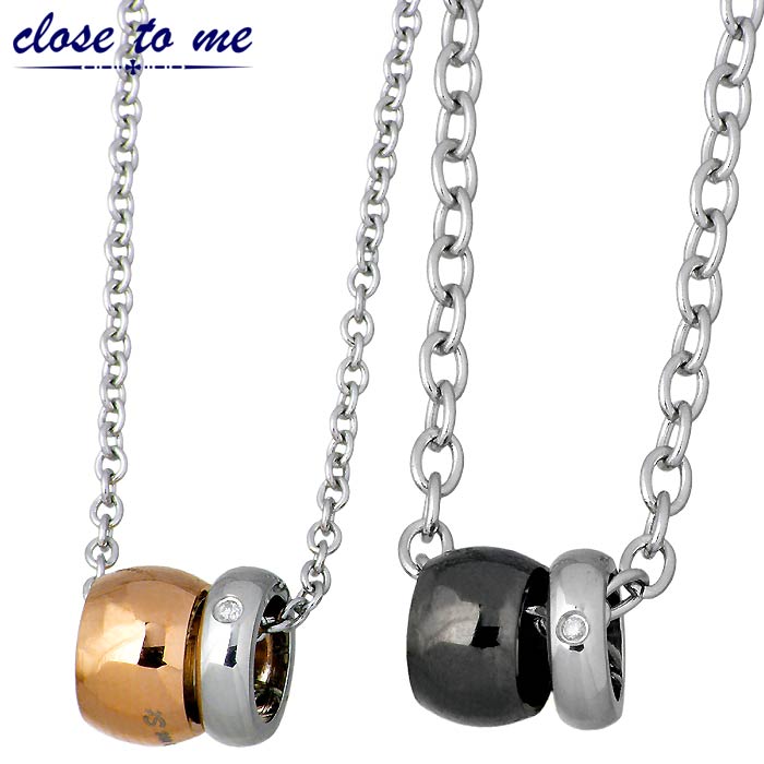 クロストゥーミー close to me ステンレス ペア ネックレス ダイヤモンド 金属アレルギー対応