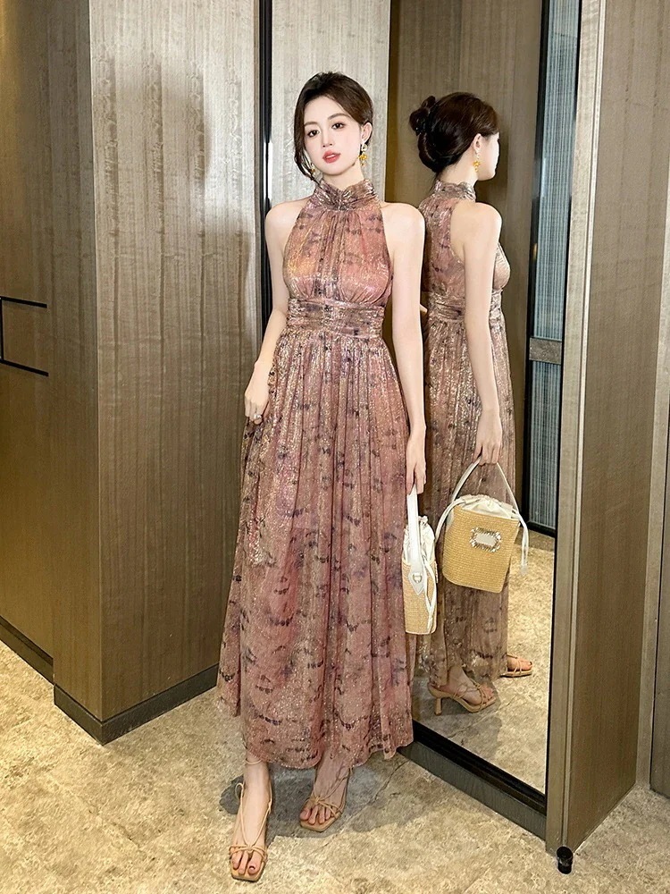 旅行 同窓会 大人 メガ割 チュール 2025夏新品 二次会 披露宴 パーティー キャバ ボヘミア 【JY.】 リゾート ウェディング ドレス 演奏会 卒業式 ロング 結婚式 ホルダーネックワンピース 5,437円
