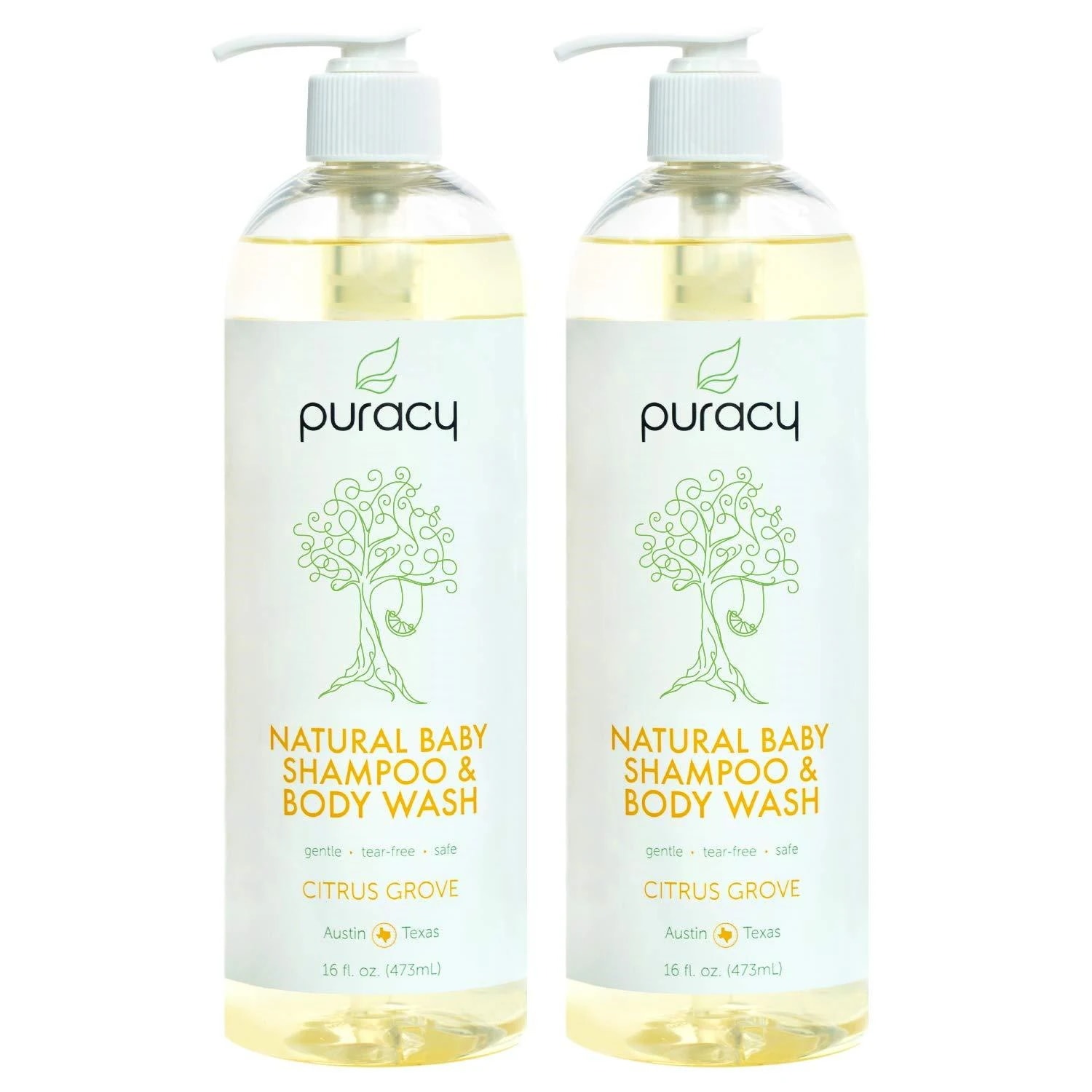 Puracy Natural Baby Shampoo & Body Wash， Tear-Free