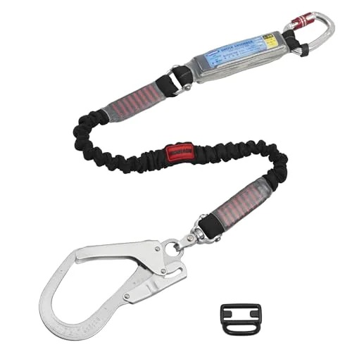 [藤井電工] 新規格 フルハーネス用ランヤード ノビロン 伸縮ロープ式 ブラック 黒 シングルランヤ