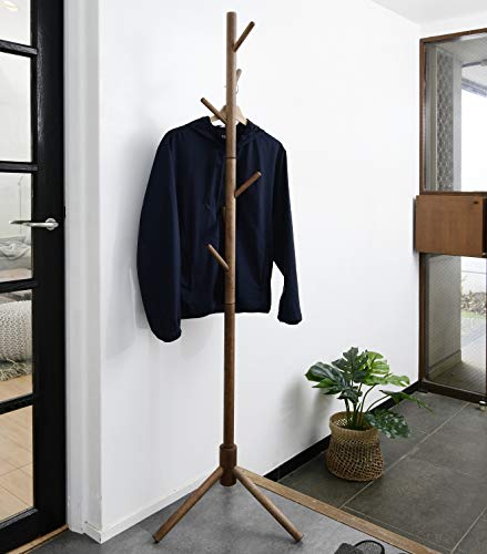 [山善] ポールハンガー (木製) 衣類収納 幅45奥行40高さ124.5/174.5cm 玄関収納 コートハンガー 高さ調節