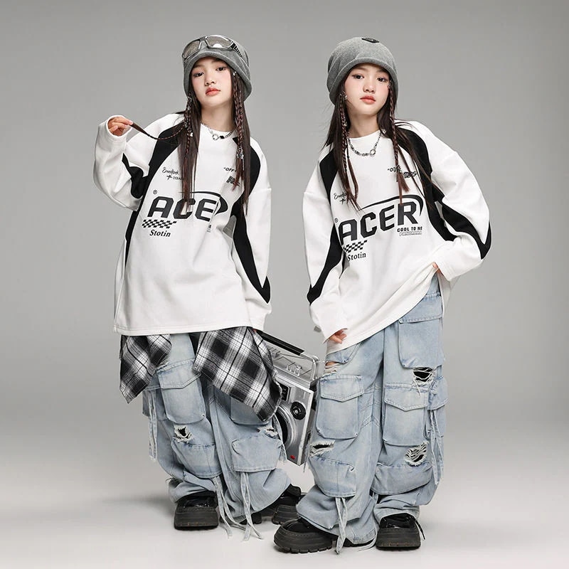 街舞児童潮服潮クール演技服少ゆるいジーンズ公演服装秋1573 5,103円