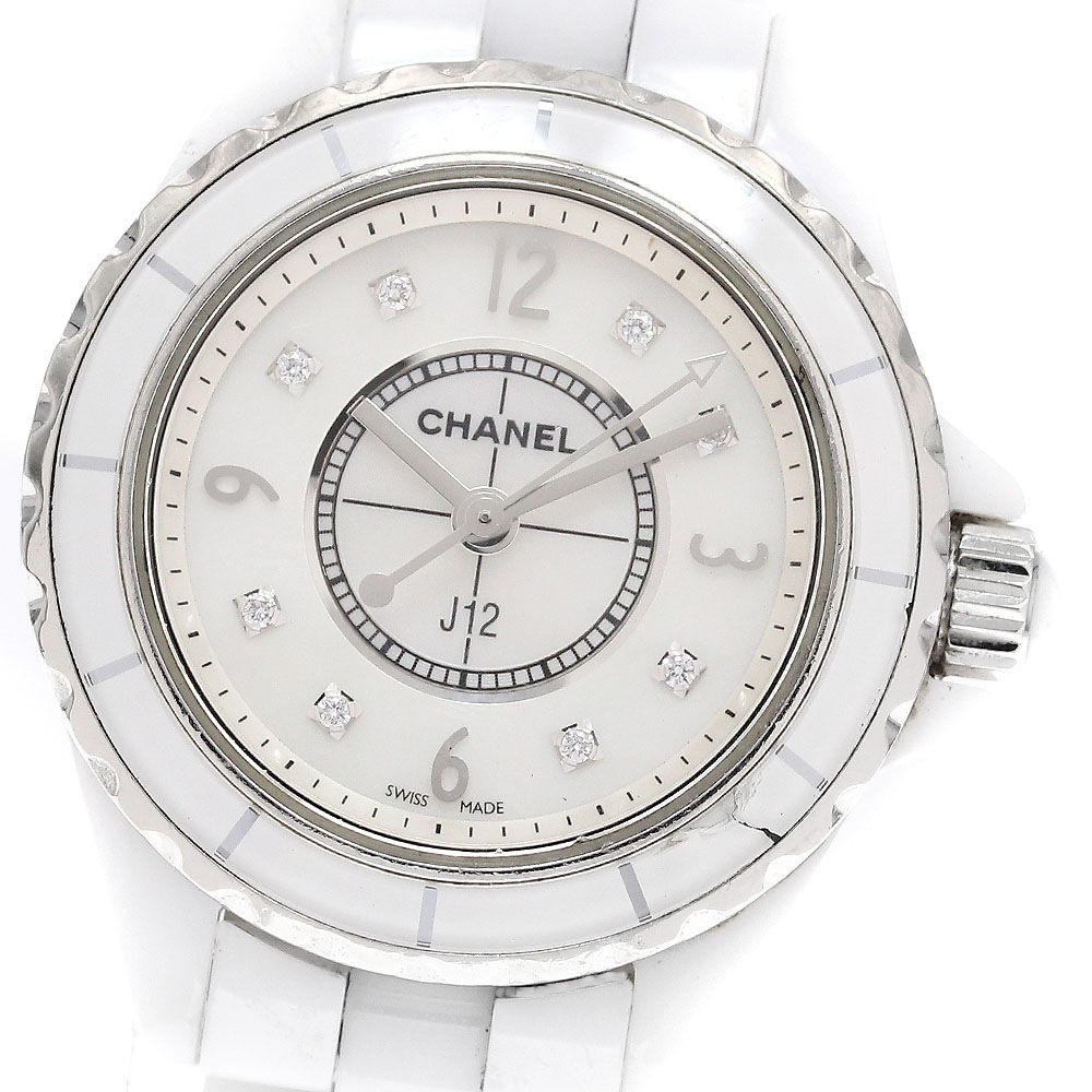 シャネル CHANEL H2570 J12 ホワイトセラミック 8Pダイヤ クォーツ レディース _930107【中古】
