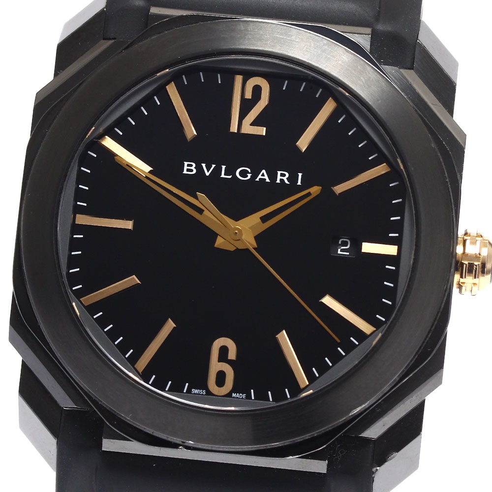 ブルガリ BVLGARI BG041S/102581 オクト ウルトラネロ デイト 自動巻き メンズ 保証書付き_891708【中古】