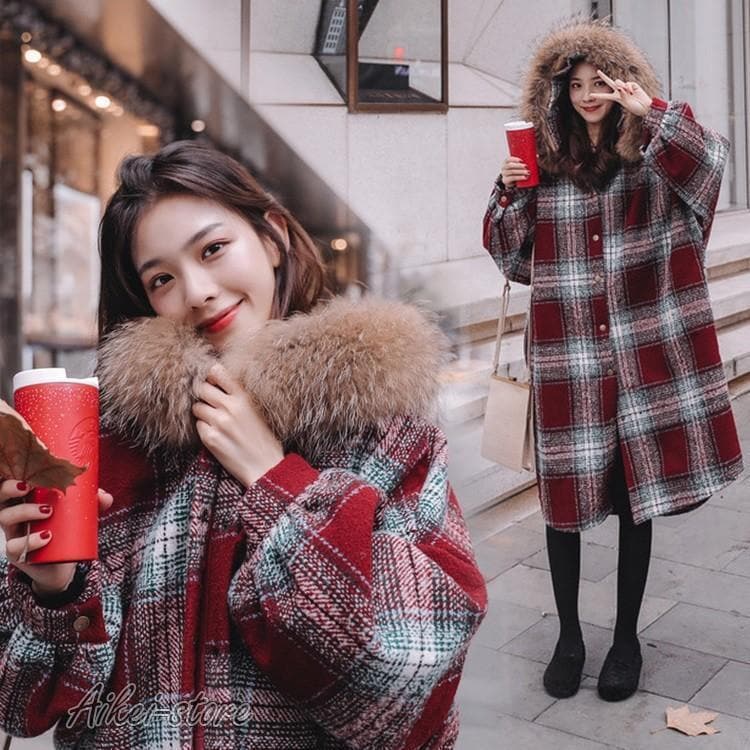 ダッフルコート ラシャコート レデイース 裏起毛 秋冬 もこもこ 暖かい マント オシャレ アウター きれいめ チェック 長袖 ロング丈 カジュアル 帽付 新作 防寒