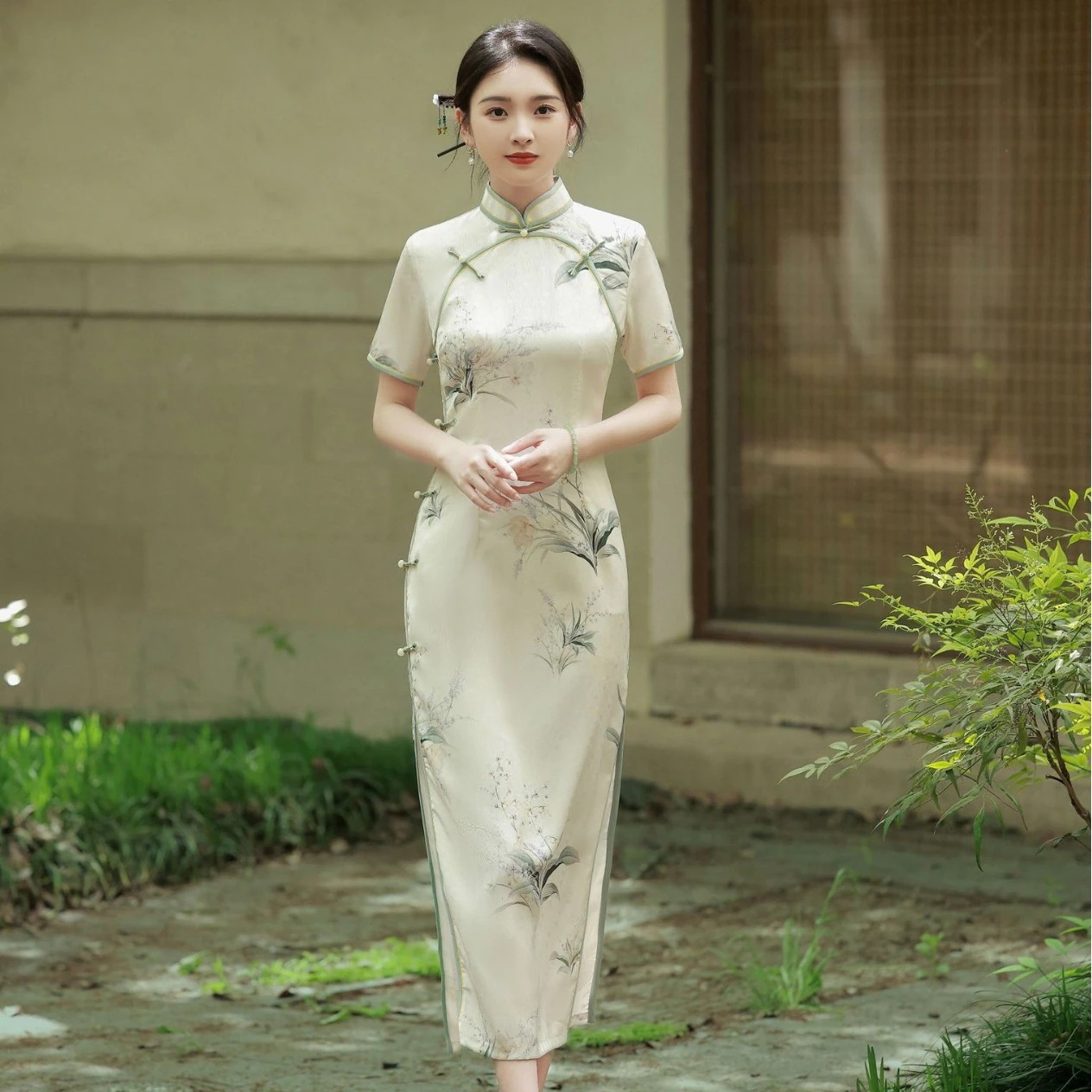 2024 夏ジャカードプリント改良チャイナドレスレトロ漢服デイリー小さくて新鮮で甘いチャイナドレス