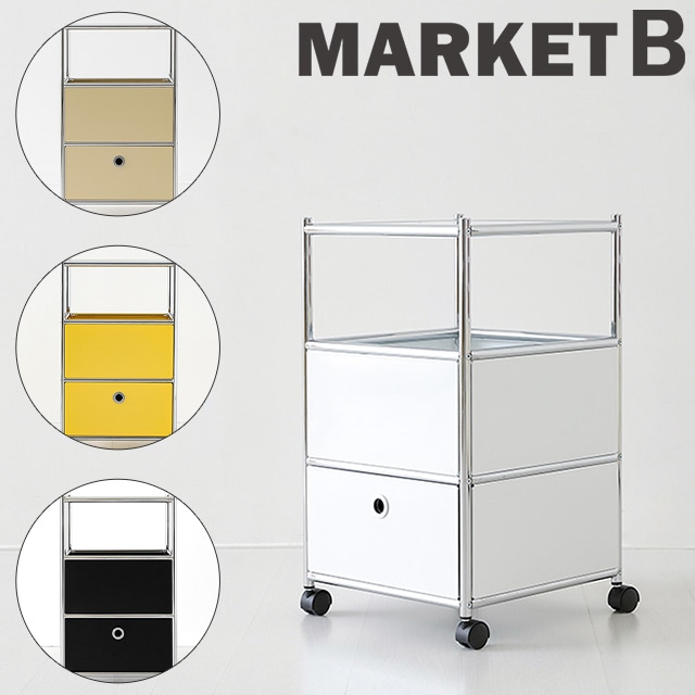 SIMPLIE 収納ワゴン 収納棚 BC605 モジュールタイプ マットブラック 引き出し付き トロリー