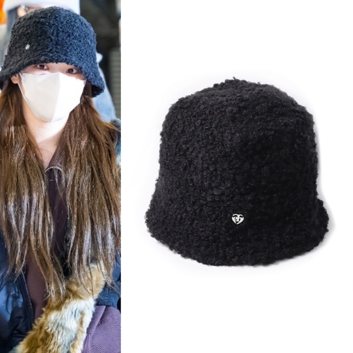 【LE SSERAFIM キムチェウォン着用】 heart symbol wool bucket hat black