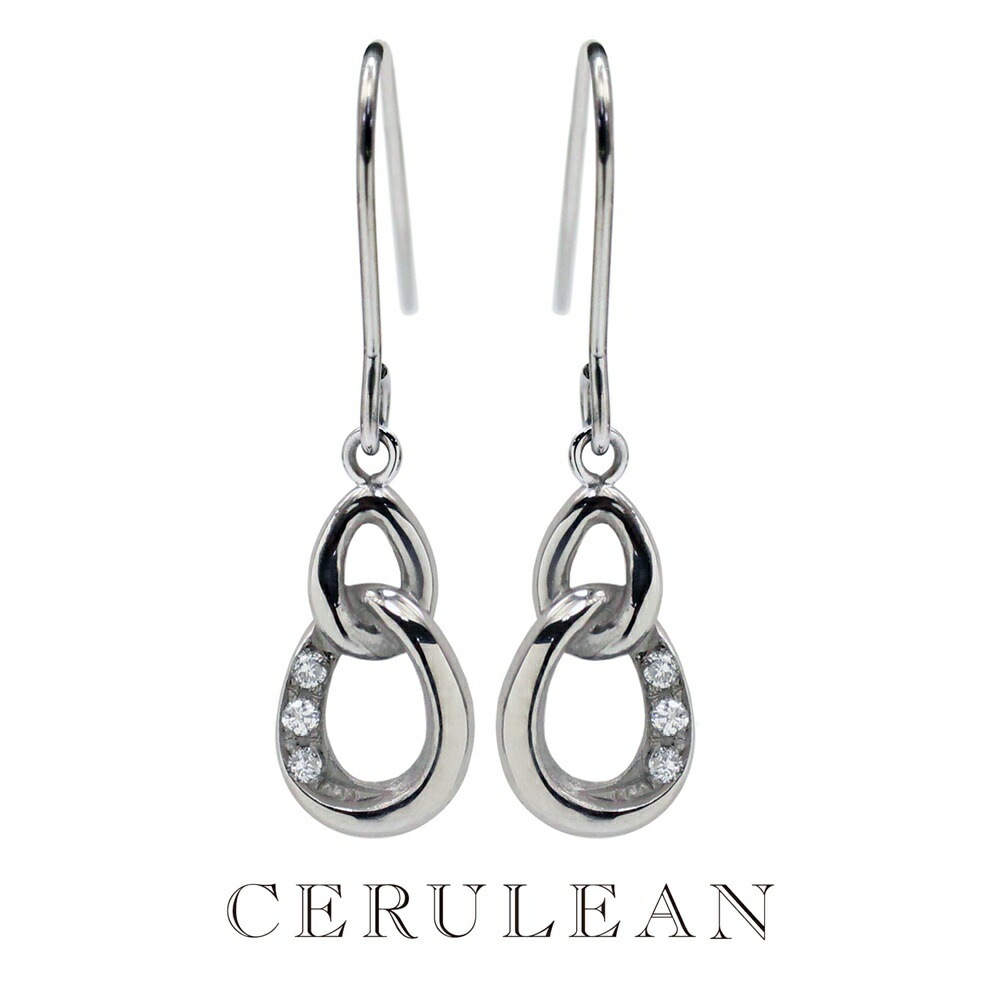 CERULEAN セルリアン ピアス レディース ダイヤモンド 0.06ct 上品 揺れる 両耳 フックピアス 日本製 ダイヤ サージカルステンレス 金属アレルギー対応 正規品 誕生日 彼女 妻 結