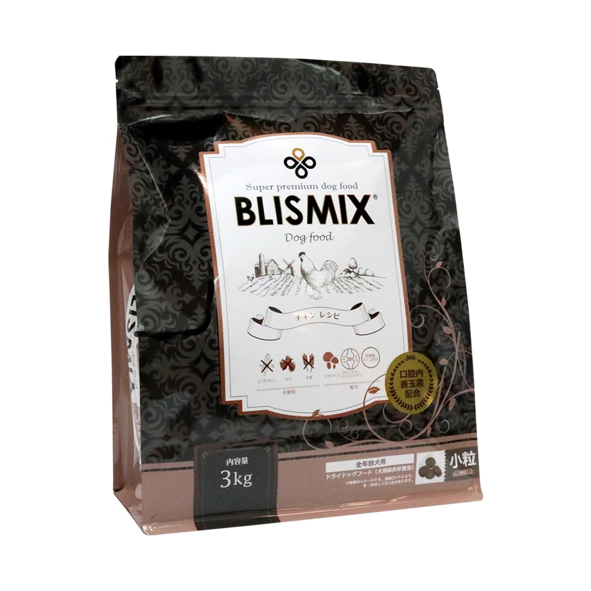 ブリスミックス チキンレシピ 小粒 3kg BLISMIX ドッグフード 鶏 乳酸菌 成犬 子犬 高齢犬 ドライフード