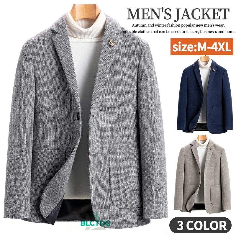 出荷が迅速である ウール テーラードジャケット メンズ ブレザー スプリングコート 紳士 春秋冬 ビジネス オフィス カジュアル ゴルフ ウール混 テーラード コート アウター 通勤ウール