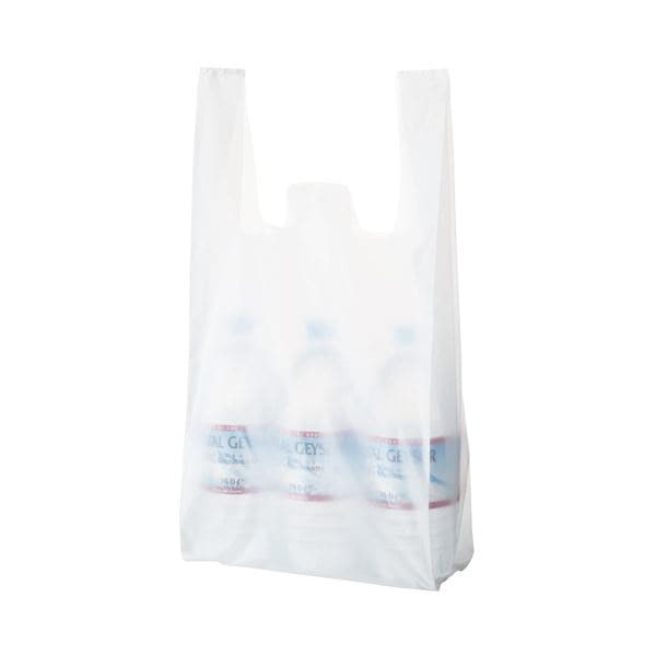 （まとめ） TANOSEE 乳白レジ袋 35号ヨコ260タテ530マチ幅130mm 1パック（100枚） 50セット