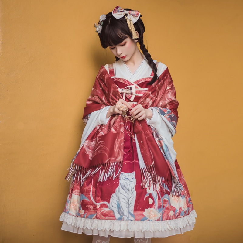 花宴lolitaスカート高腰jskストラップワンピースlolita正規版白虎日韓スカート