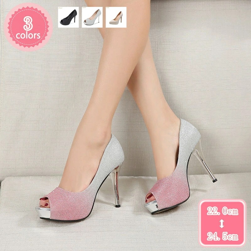 1000円OFFクーポン ウェディング パーティー パンプス サンダル レディース ハイヒール ピンヒール キャバサンダル ラメ オープントゥ 厚底 花嫁 歩きやすい オフィス 痛くない 美脚 パーテ 12,383円