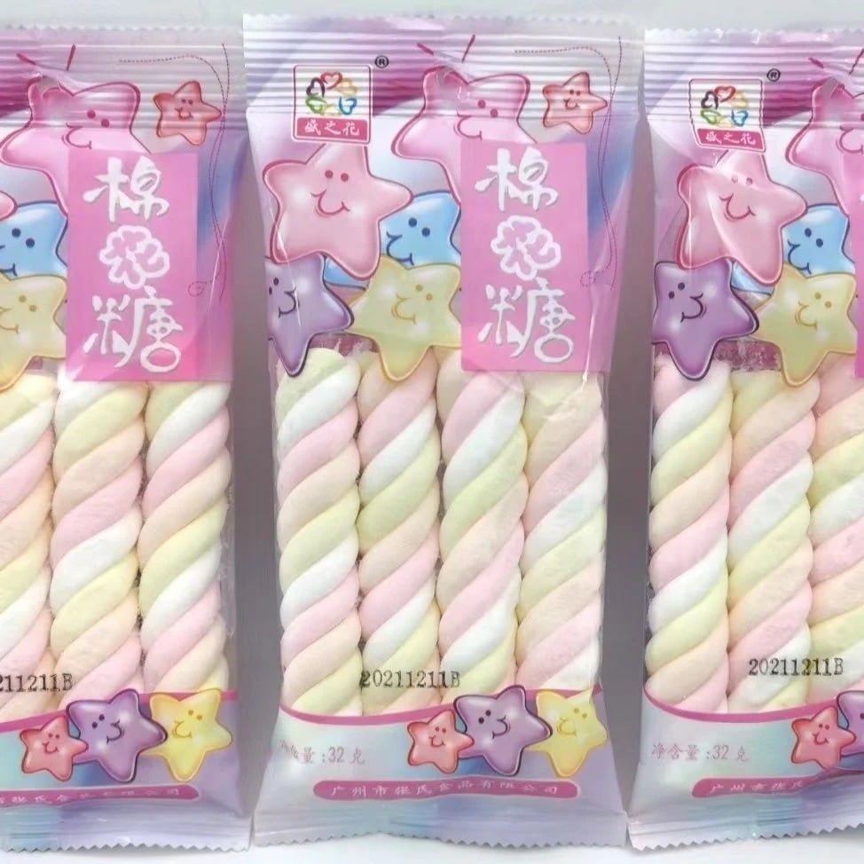 フルーツ風味の綿菓子のカラフルなロールの綿菓子の長いストリップ カラフルな子供のスナックソフトキャンディキャンディパック 誕生日プレゼント 子供の日のプレゼント