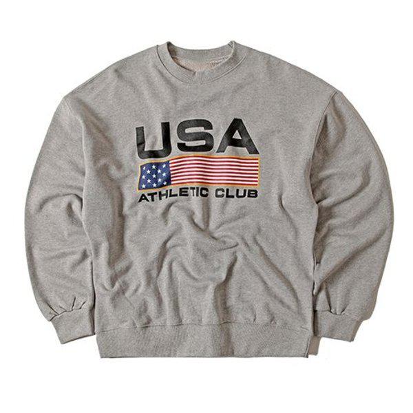 男性デイリーUSAラウンド長袖スウェットシャツKSM-TSA-SA0623004-メランジ