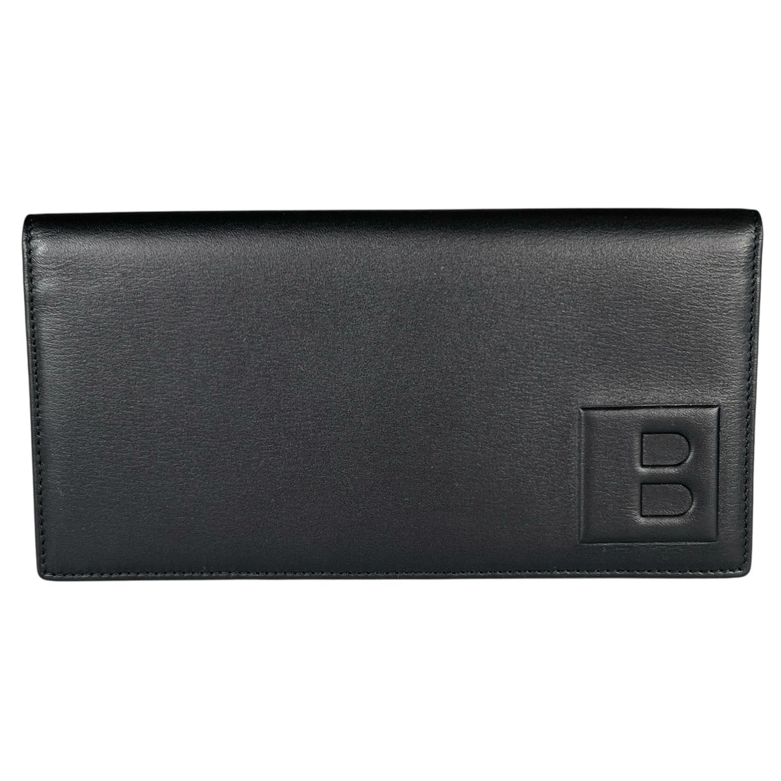 Bロゴ 札入れ カーフ 黒 メンズ 中古品 Aランク
