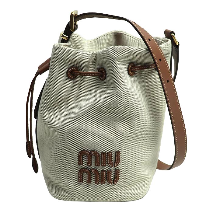 MIUMIU ミュウミュウ バケットバッグ ショルダーバッグ ベージュ/ブラウン 5BE090 レディース 中古 美品