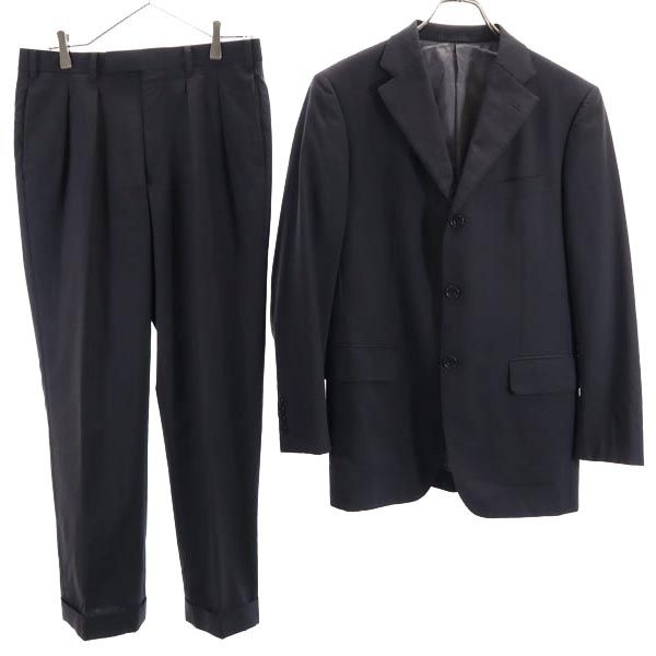 バーバリーブラックレーベル 三陽商会 日本製 チェック スーツ 上下セットアップ 38R 紺系 BURBERRY BLACK LABEL メンズ