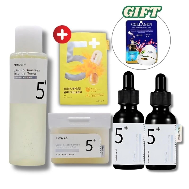 【no.5 白玉 4点セット】5番シリーズ アンプル 30ml *2 +トナー200ml +パッド70枚 + 5番マスクパック贈呈