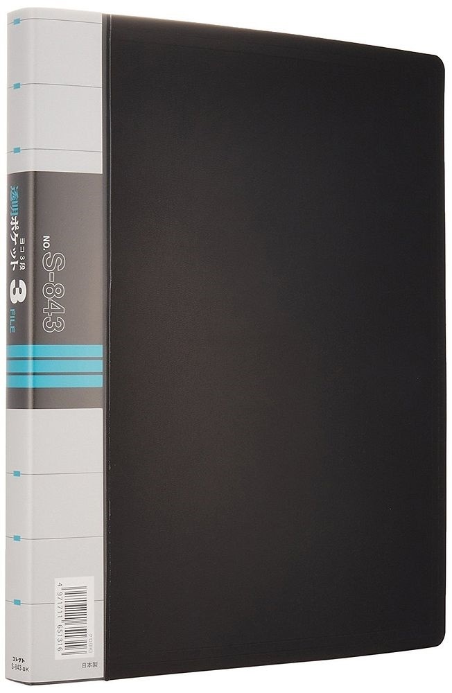 まとめ買い コレクト 透明ポケット3ファイル 黒 A4L 春の新作シューズ満載 S-843-BK 30穴 x5 3段 新しい