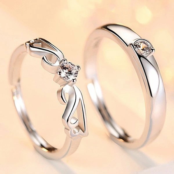 ペアリング 指輪 リング レディース メンズ フリーサイズ 安い 一粒 天使の羽 シルバー925 プ