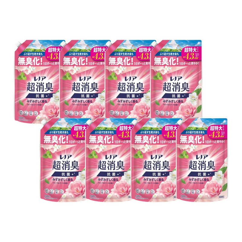 P＆G　(ケース販売)レノア 超消臭 みずみずしく香るフローラルブーケの香り 詰替用超特大サイズ 1335mL×8　レノアフロラルSSLCS