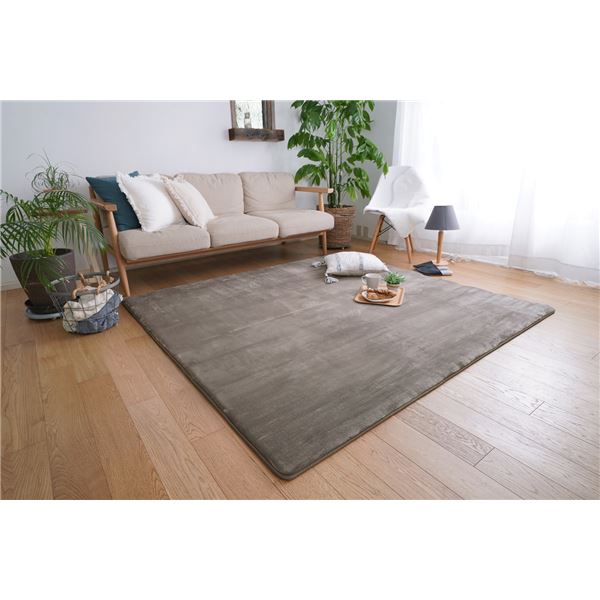 トシシミズ 低反発高反発3層ウレタンフランネルラグ 約幅190x長さ240cm グレージュ